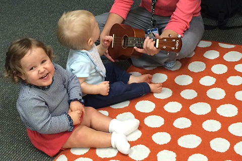 children learning about instruments in Music Therapy Class