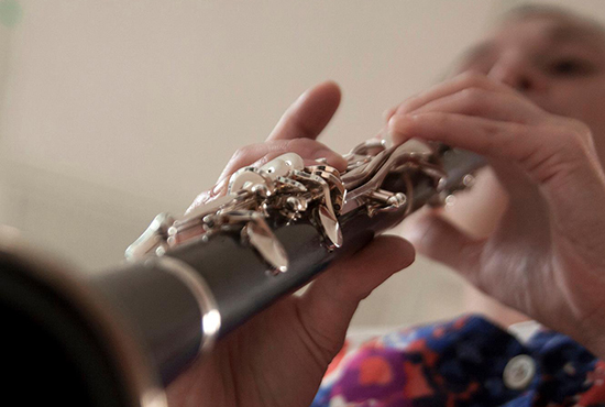 Student plays the clarinet